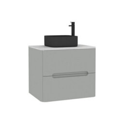 Royal Bathrooms Venice 600mm Dove Grey Wall Mounted Bathroom Countertop Vanity Unit 2 Drawer With Art Square Basin - thumbnail 7