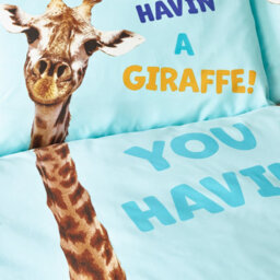 Catherine Lansfield Kids Havin A Giraffe Reversible Duvet Cover Set With Pillowcases Aqua Blue - thumbnail 5