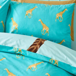 Catherine Lansfield Kids Havin A Giraffe Reversible Duvet Cover Set With Pillowcases Aqua Blue - thumbnail 4