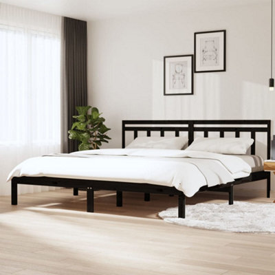 Berkfield Bed Frame Black Solid Wood Pine 200X200 Cm - image 1