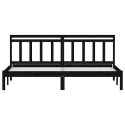 Berkfield Bed Frame Black Solid Wood Pine 200X200 Cm - thumbnail 4
