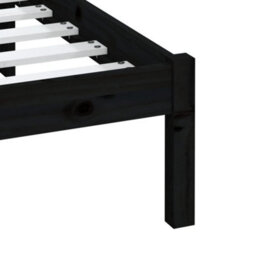 Berkfield Bed Frame Black Solid Wood Pine 200X200 Cm - thumbnail 7