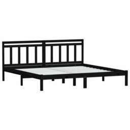 Berkfield Bed Frame Black Solid Wood Pine 200X200 Cm - thumbnail 3