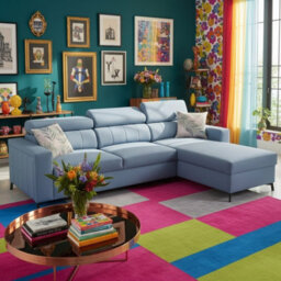 Baltico I Mini Modern Corner Sofa Bed With Adjustable Profiled Headrests  Storage Compact Fabric Lshape Settee Light Blue Right