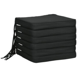Outsunny Set Of 6 Chair Cushion Seat Pads Dining Chair W/ Straps Outdoor Black - thumbnail 2