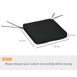 Outsunny Set Of 6 Chair Cushion Seat Pads Dining Chair W/ Straps Outdoor Black - thumbnail 3