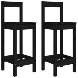 Berkfield 3 Piece Garden Bar Set Black Solid Wood Pine - thumbnail 5