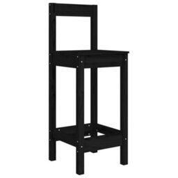 Berkfield 3 Piece Garden Bar Set Black Solid Wood Pine - thumbnail 6
