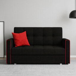 Compact Sofa Chair Bed With Storage Viva Bis Iii Black With Red - thumbnail 2