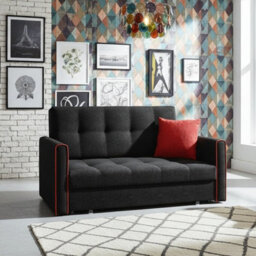 Compact Sofa Chair Bed With Storage Viva Bis Iii Black With Red - thumbnail 3