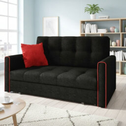 Compact Sofa Chair Bed With Storage Viva Bis Iii Black With Red
