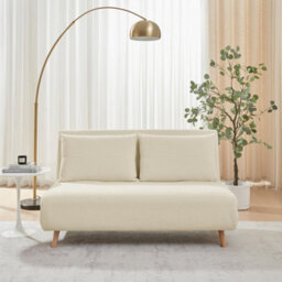 Furniturebox Uk Bobby Off-White Boucle Fabric Double Folding Sofa Bed - thumbnail 2