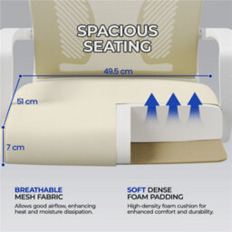 Yaheetech Beige Ergonomic Adjustable Mesh Office Chair With Mid Back And Swivel Seat - thumbnail 8