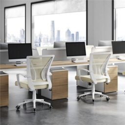 Yaheetech Beige Ergonomic Adjustable Mesh Office Chair With Mid Back And Swivel Seat - thumbnail 2