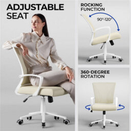 Yaheetech Beige Ergonomic Adjustable Mesh Office Chair With Mid Back And Swivel Seat - thumbnail 5