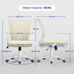 Yaheetech Beige Ergonomic Adjustable Mesh Office Chair With Mid Back And Swivel Seat - thumbnail 4
