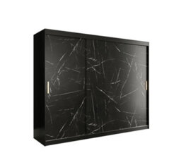 Arte Expansive Black Geneva T Sliding Door Wardrobe W2500mm H2000mm D620mm - Sleek Design, Gold Handles, Ample Storage - thumbnail 1