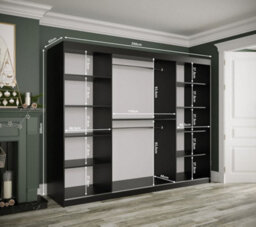 Arte Expansive Black Geneva T Sliding Door Wardrobe W2500mm H2000mm D620mm - Sleek Design, Gold Handles, Ample Storage - thumbnail 4