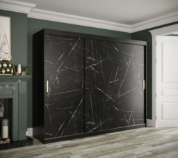 Arte Expansive Black Geneva T Sliding Door Wardrobe W2500mm H2000mm D620mm - Sleek Design, Gold Handles, Ample Storage - thumbnail 2