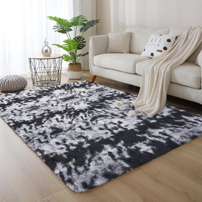 Ameha Tye Dye Grey Rugs Living Room Bedroom Area Rug Non Slip Shaggy Modern Soft Plush Carpet Non-Slip Floor Carpets 120X170 Cm - image 1