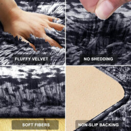 Ameha Tye Dye Grey Rugs Living Room Bedroom Area Rug Non Slip Shaggy Modern Soft Plush Carpet Non-Slip Floor Carpets 120X170 Cm - thumbnail 8