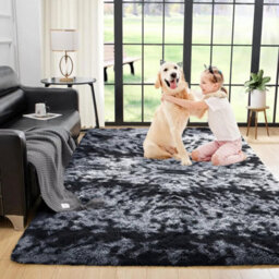 Ameha Tye Dye Grey Rugs Living Room Bedroom Area Rug Non Slip Shaggy Modern Soft Plush Carpet Non-Slip Floor Carpets 120X170 Cm - thumbnail 6