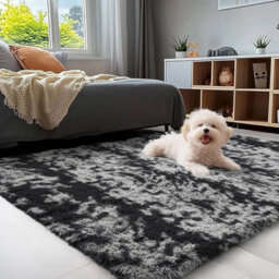 Ameha Tye Dye Grey Rugs Living Room Bedroom Area Rug Non Slip Shaggy Modern Soft Plush Carpet Non-Slip Floor Carpets 120X170 Cm - thumbnail 7
