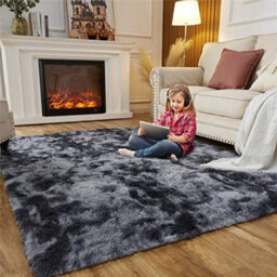 Ameha Tye Dye Grey Rugs Living Room Bedroom Area Rug Non Slip Shaggy Modern Soft Plush Carpet Non-Slip Floor Carpets 120X170 Cm - thumbnail 2