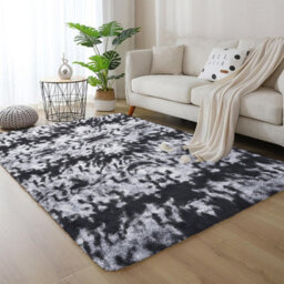 Ameha Tye Dye Grey Rugs Living Room Bedroom Area Rug Non Slip Shaggy Modern Soft Plush Carpet Non-Slip Floor Carpets 120X170 Cm - thumbnail 1
