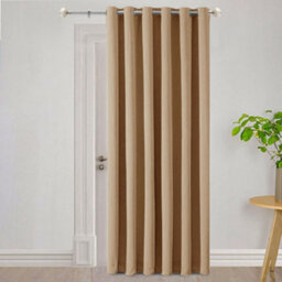 Ameha Beige 230Gsm Plain Thermal Blackout Eyelet Curtain For Bedroom Single Panel Energy Saving 66'' X 84'' Uk Home Decor - thumbnail 2