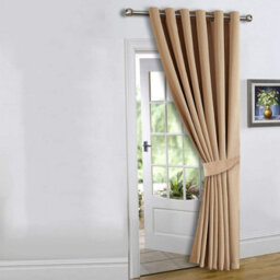 Ameha Beige 230Gsm Plain Thermal Blackout Eyelet Curtain For Bedroom Single Panel Energy Saving 66'' X 84'' Uk Home Decor - thumbnail 3
