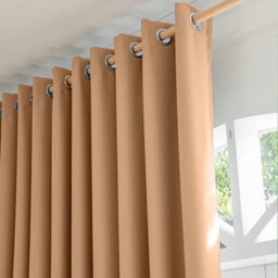 Ameha Beige 230Gsm Plain Thermal Blackout Eyelet Curtain For Bedroom Single Panel Energy Saving 66'' X 84'' Uk Home Decor - thumbnail 8