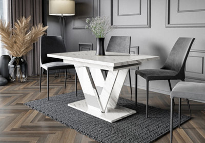Marble Dubai Extendable Dining Tabledining Table Extendable Top 120-160Cm 6-8 Seater - image 1