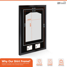 "AK Frames 90X60Cm Matte Black Football Shirt Frame With Black Mount - 58X40Cm Shirt Window Plus Two 5X3.5"" Photo Apertures" - thumbnail 3