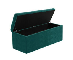 137Cm Large Plain Safar Storage Ottoman Box, Emerald Green Plush Velvet Upholstered Deep Storage Ottoman End Of Bed Bench - thumbnail 5