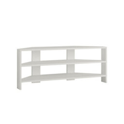 "Decortie Thales Corner Tv Stand For 32"" Tvs With Open Shelves & Soft Rounded Edge 110Cm Modern Multimedia Console, White" - thumbnail 2