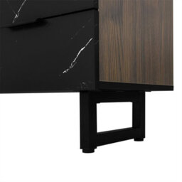 Abrihome Modern Tv Stand In Marble & Dark Wood, 2 Doors, 2 Drawers & Integrated Led - thumbnail 6