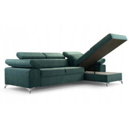 Idri L Shaped Corner Sofa Bed With Storage And Sprung Seating Light Green Left Corner Side - thumbnail 3
