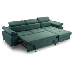 Idri L Shaped Corner Sofa Bed With Storage And Sprung Seating Light Green Left Corner Side - thumbnail 2