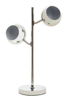 Orsina Chrome Table Lamp With Dual Metal Dome Shades, Adjustable Arched Twin Light Table Lamp, Chrome Finish Lamp - image 1