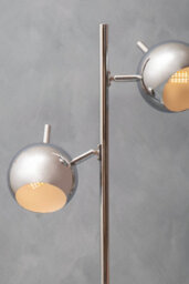 Orsina Chrome Table Lamp With Dual Metal Dome Shades, Adjustable Arched Twin Light Table Lamp, Chrome Finish Lamp - thumbnail 3