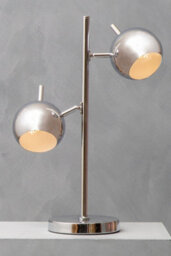 Orsina Chrome Table Lamp With Dual Metal Dome Shades, Adjustable Arched Twin Light Table Lamp, Chrome Finish Lamp - thumbnail 2
