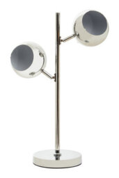 Orsina Chrome Table Lamp With Dual Metal Dome Shades, Adjustable Arched Twin Light Table Lamp, Chrome Finish Lamp - thumbnail 1