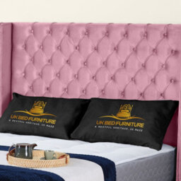 UKBEDFURNITURE Windsor Wingback Pink Plush Valvet Upholstered Gas Lift Ottoman Storage Bed With 10 Inch Orthopedic Mattres - 48 Inch Headboard - thumbnail 2