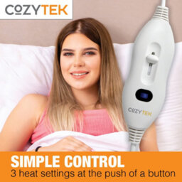 Cozytek Single Electric Blanket 135 X 65Cm Polyester White Underblanket 3 Heat Settings Heated Sheet & Ties - thumbnail 4
