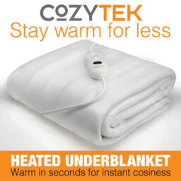 Cozytek Single Electric Blanket 135 X 65Cm Polyester White Underblanket 3 Heat Settings Heated Sheet & Ties - thumbnail 7
