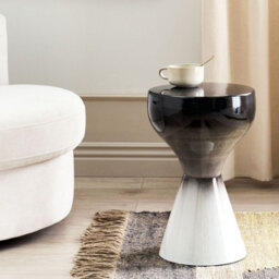 Beliani Two-Tone Side Table Black And White Iron 30 X 30 X 45 Cm Accent End Table - thumbnail 2