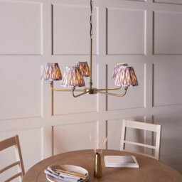 Luminosa Lighting Luminosa Lille Antique Brass Plate Pendant Light With Pearl Grey Fabric Ikat Shade 16Cm 5X B22 - thumbnail 3