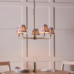 Luminosa Lighting Luminosa Lille Antique Brass Plate Pendant Light With Pearl Grey Fabric Ikat Shade 16Cm 5X B22 - thumbnail 2