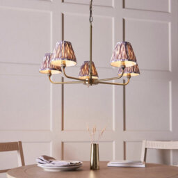 Luminosa Lighting Luminosa Lille Antique Brass Plate Pendant Light With Pearl Grey Fabric Ikat Shade 16Cm 5X B22 - thumbnail 4